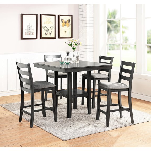 Square Table 5-Piece Grey Dining Set / Elevates Dining Room Aesthetics