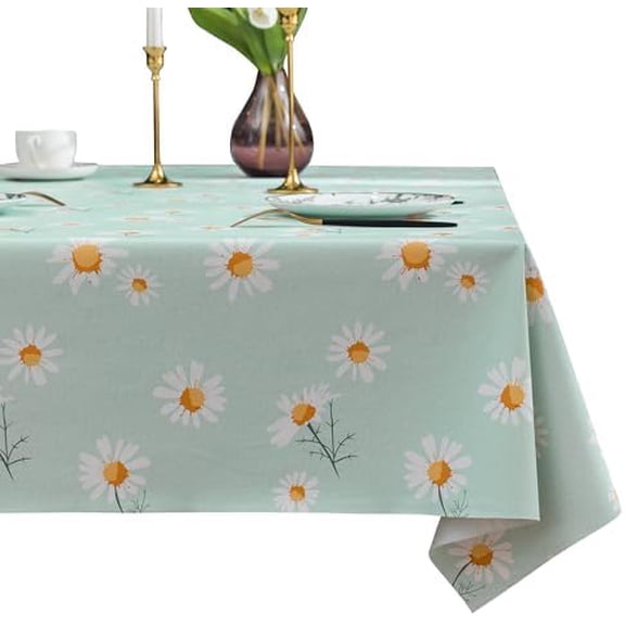Square Table Cloth,100% Waterproof Tablecloth OilProof SpillProof Vinyl Table Cloth, Wipe Clean Plastic Table Cover for Dining, Camping, Indoor and Outdoor 54" x 54",Mum Bloom