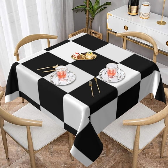 Square Table Cloth, Black and White Checkered Tablecloth Washable Dinng Table Covers Decorative for Kitchen & Table Linens 52" x 52"