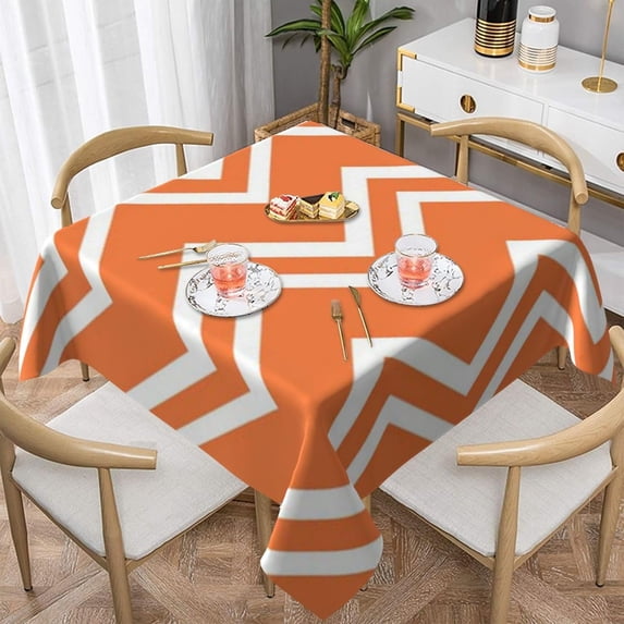Square Table Cloth, Chevron Orange Tablecloth Washable Dinng Table Covers Decorative for Kitchen & Table Linens 60" x 60"