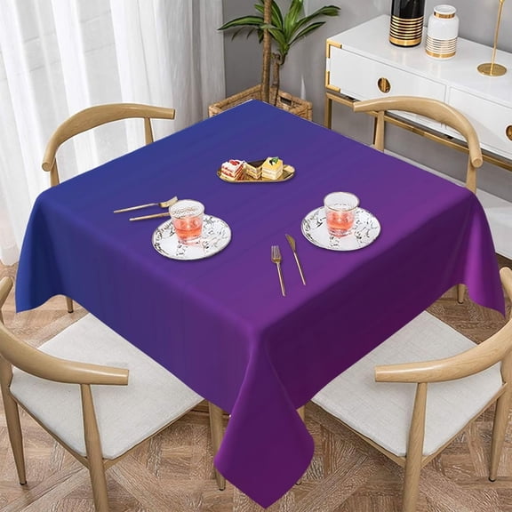 Square Table Cloth, Dark Blue and Purple Ombre Tablecloth Washable Dinng Table Covers Decorative for Kitchen & Table Linens 60" x 60"