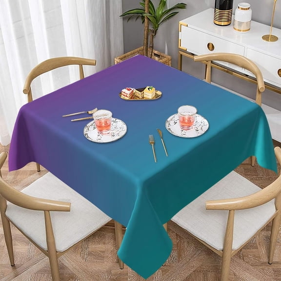 Square Table Cloth, Deep Purple and Teal Ombre Tablecloth Washable Dinng Table Covers Decorative for Kitchen & Table Linens 52" x 52"