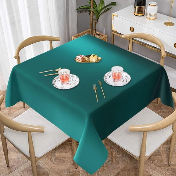 Square Table Cloth, Elegant Teal Metallic Tablecloths Washable Table Cover for Kitchen Dinning Party Tabletop Modern Decoration,52inch