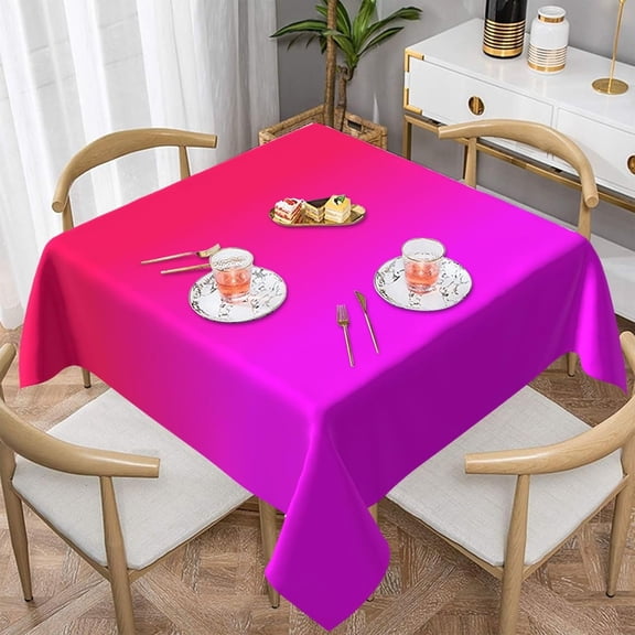 Square Table Cloth, Hot Pink and Neon Pink Ombre Tablecloths Washable Table Cover for Kitchen Dinning Party Tabletop Modern Decoration,60inch