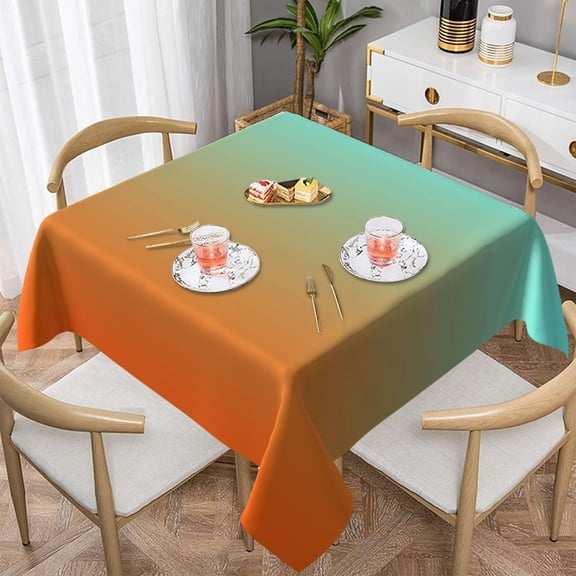 Square Table Cloth, Light Aqua Orange Gradient Tablecloth Washable Dinng Table Covers Decorative for Kitchen & Table Linens 60" x 60"