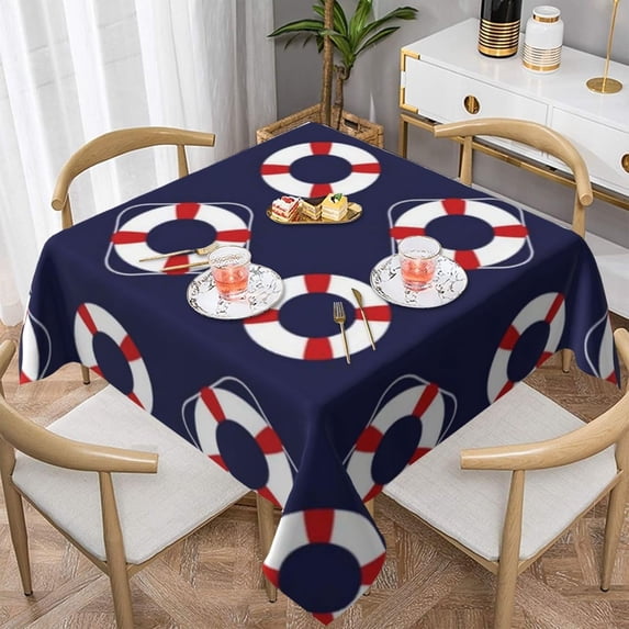 Square Table Cloth, Nautical Tablecloth Washable Dinng Table Covers Decorative for Kitchen & Table Linens 52" x 52"