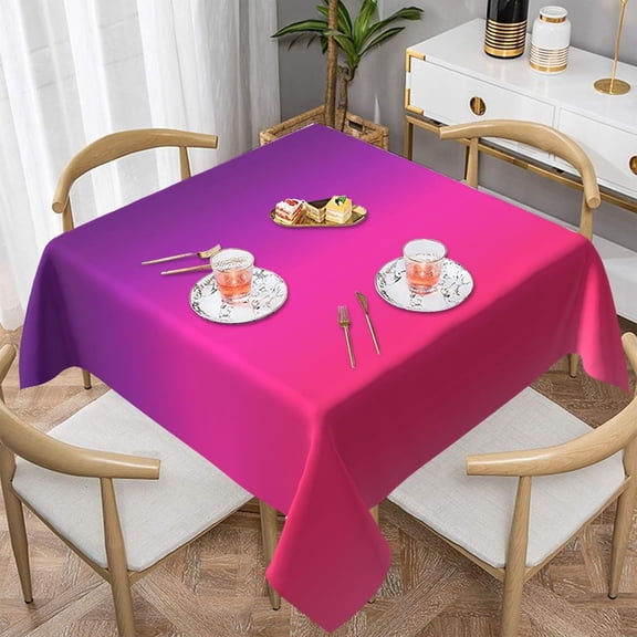 Square Table Cloth, Neon Purple and Pink Ombre Tablecloths Washable Table Cover for Kitchen Dinning Party Tabletop Modern Decoration,60inch
