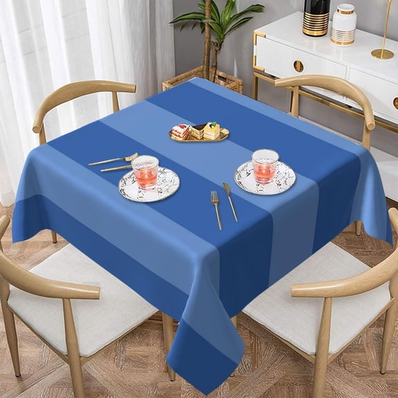 Square Table Cloth, Ocean Blue Stripes Tablecloth Washable Dinng Table Covers Decoratives for Kitchen & Table Linens 60" x 60"