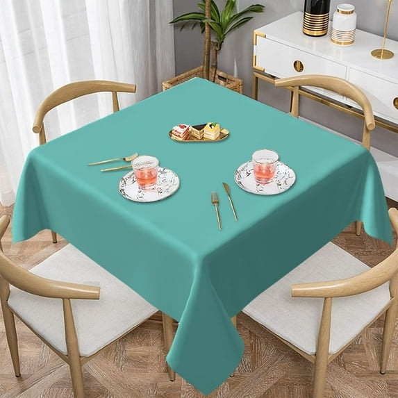 Square Table Cloth, Solid Teal Blue Tablecloth Washable Dinng Table Covers Decorative for Kitchen & Table Linens 60" x 60"