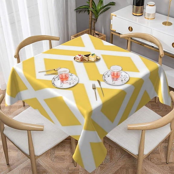 Square Table Cloth, Yellow Diamond Tablecloth Washable Dinng Table Covers Decorative for Kitchen & Table Linens 60" x 60"