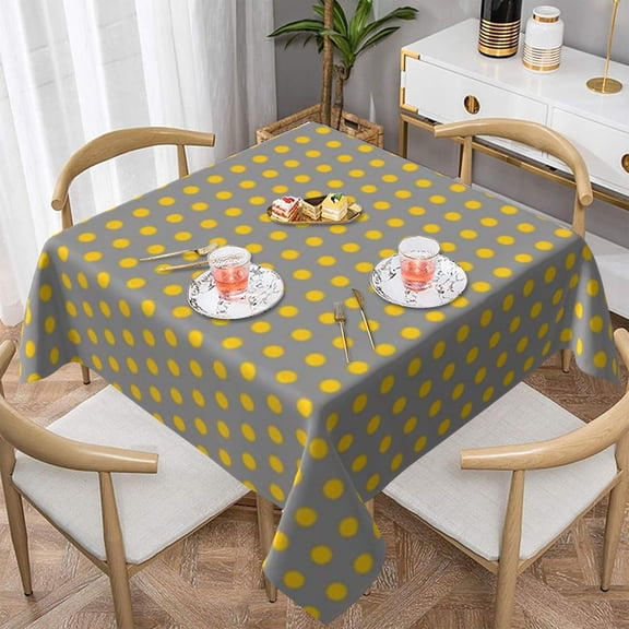Square Table Cloth, Yellow Polka Dots Pattern Tablecloth Washable Dinng Table Covers Decorative for Kitchen & Table Linens 52" x 52"