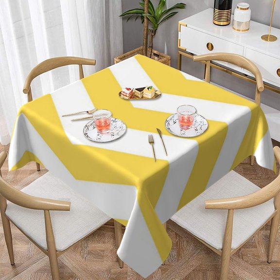 Square Table Cloth, Yellow Zigzags Tablecloth Washable Dinng Table Covers Decorative for Kitchen & Table Linens 60" x 60"
