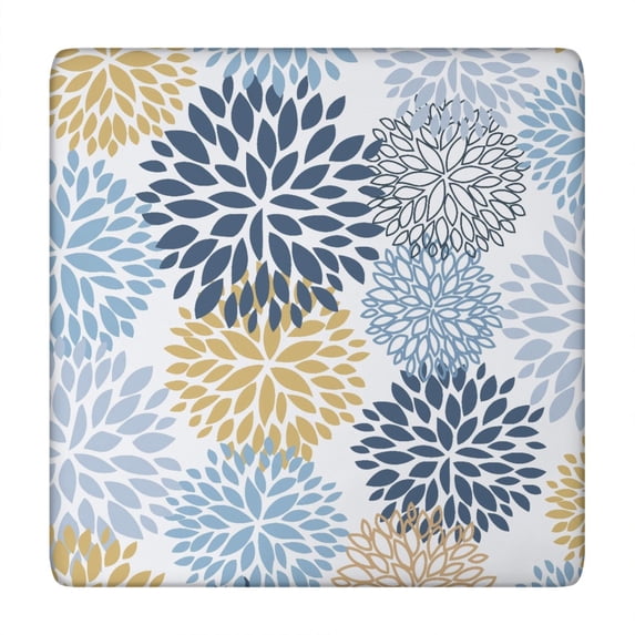 Square Table Cover with Elastic Closure, 34x34 Inch Bohemian Floral Tablecloth for Patio Kitchen and Dining Room