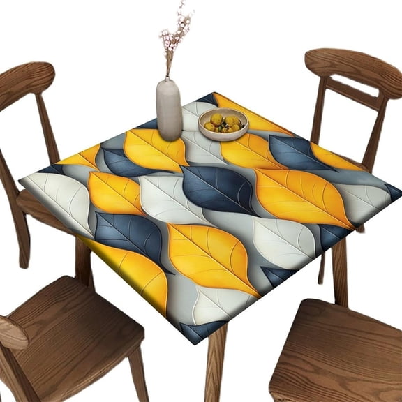 Square Table Topper, Modern Geometric Leaves Pattern Printed on Washable Square Cover, Ideal for Holiday Dinner Christmas Thanksgiving, Fit for 36" x 36" Square Tables