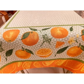 Square Table Topper with Citrus-Oranges and Lemon print. 40"x40" Square