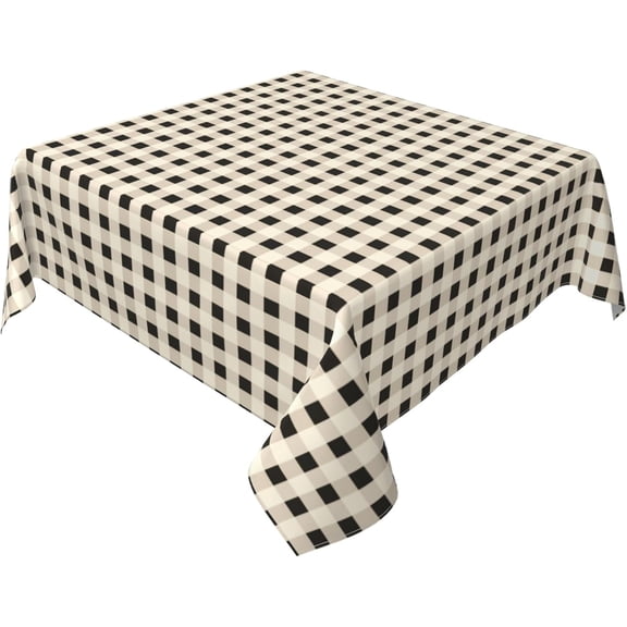 Square Tablecloth 52 x 52 Inch, Beige Buffalo Check Plaid Square Table Cloth Wipeable Table Top Cover Outdoor Tablecloth for Dining Table, Buffet Parties and Camping