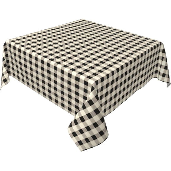 Square Tablecloth 52 x 52 Inch, Beige Buffalo Check Plaid Tablecloth Square Stain and Wrinkle Resistant Table Cloth Fabric Table Cloth for Restaurant, Picnic, Indoor and Outdoor Dining