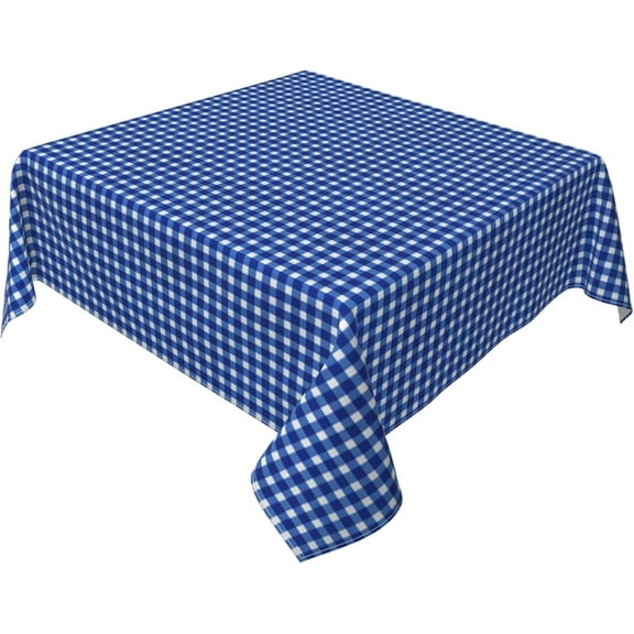 Square Tablecloth 52 x 52 Inch, Blue Grids Square Table Cloth Stain Resistant Tabletop Covers Outdoor Tablecloth for Buffet Table, Parties, Holiday Dinner, Wedding