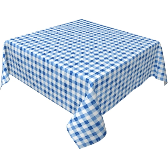 Square Tablecloth 52 x 52 Inch, Blue White Gingham Square Table Covers Stain Resistant Table Cover Wipe Clean Table Cover for Restaurant, Picnic, Indoor and Outdoor Dining