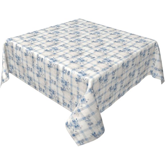 Square Tablecloth 52 x 52 Inch, Farmhouse Blue Gray Rustic Square Tablecloths Washable Tablecloth Kitchen Tablecover for Restaurant, Picnic, Indoor and Outdoor Dining