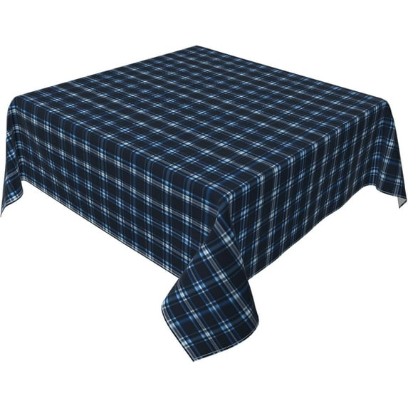 Square Tablecloth 52 x 52 Inch, Navy Blue Plaid Kitchen Square Table Cloth Washable Tablecloths Decorative Tablecover for Dining, Party, Buffet, Wedding