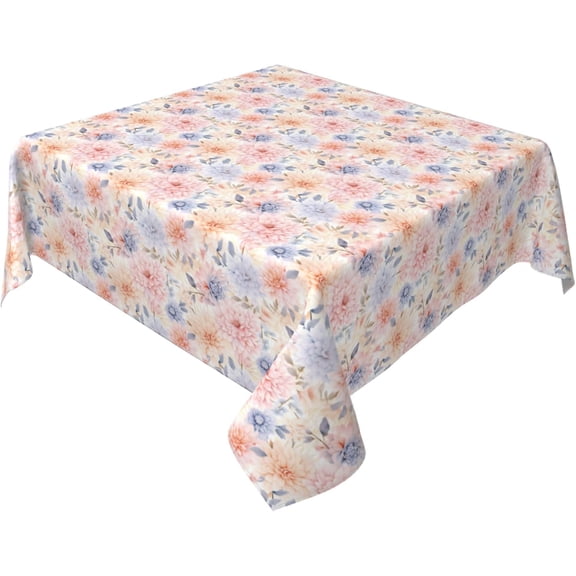 Square Tablecloth 52 x 52 Inch, Pastel Watercolor Floral Tablecloth Square Waterproof Tabletop Covers Kitchen Tablecloth for Kitchen Dinning Tabletop Outdoor