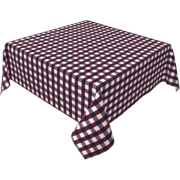 Square Tablecloth 52 x 52 Inch, Red Blue Plaid Tablecloth Square Durable Table Cover Decorative Tablecloths for Dining, Party, Buffet, Wedding