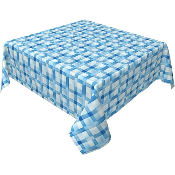 Square Tablecloth 52 x 52 Inch, Watercolor Blue Checkered Square Table Covers Heat Resistant Table Cover Fabric Table Cloth for Buffet Table, Parties, Holiday Dinner, Wedding