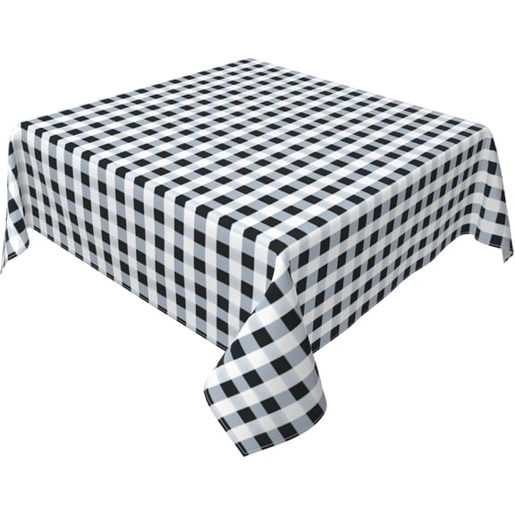 Square Tablecloth 52 x 52 Inch, White Buffalo Plaid Tablecloth Square Waterproof Table Cloth Cover Table Protector for Dining Table, Buffet Parties and Camping