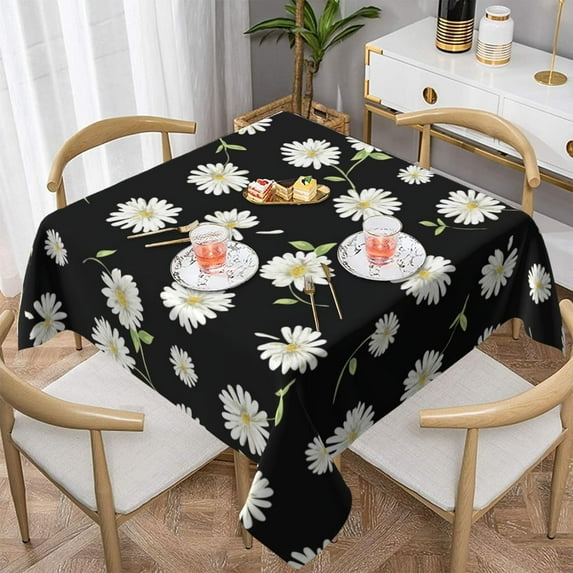Square Tablecloth 54x54 Inch, Flowers Polyester Table Cloth for Parties Decorative Waterproof Farmhouse Oil-Proof Fabric Farmhouse Table Covers for Kitchen Dinning Indoor Room