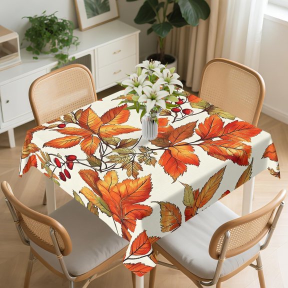 Square Tablecloth 54x54In Floral Table Cover 60x60In Washable Table Cover for Party Restaurant, Picnic, Indoor and Outdoor Dining