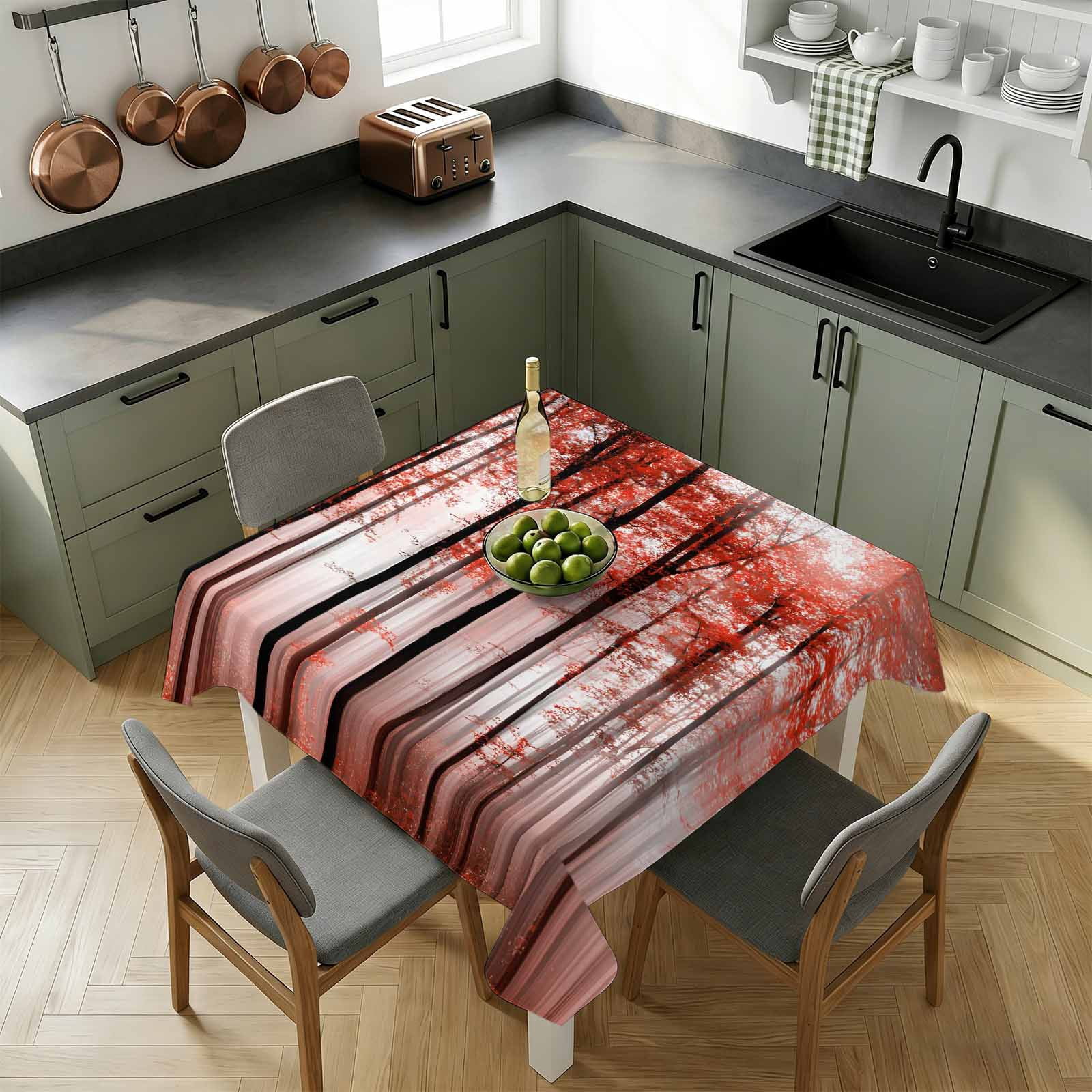 Square Tablecloth-54x54in,Autumn Red Maple Tree Waterproof Table Cloth ...