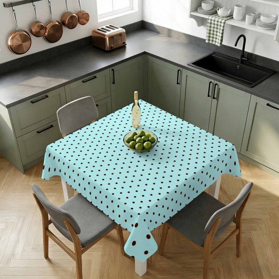 Square Tablecloth-54x54in,Mint Green Polka Dot Waterproof Table Cloth Kitchen Dining Tables Cover for Indoor Outdoor Wedding Holiday Party,Vintage Boho Farmhouse