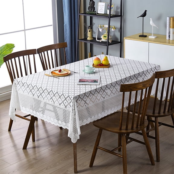 Square Tablecloth 55x55 in with Fringe, Decorative Linen Fabric Table Cover for Wedding Party and Dining Table, Wrinkle-Resistant Machine Washable Decor