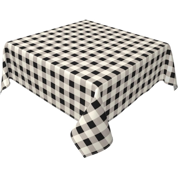 Square Tablecloth 60 x 60 Inch, Beige Buffalo Check Plaid Square Table Cloth Washable Table Cloth Cover Table Topper for Dining, Parties, Camping
