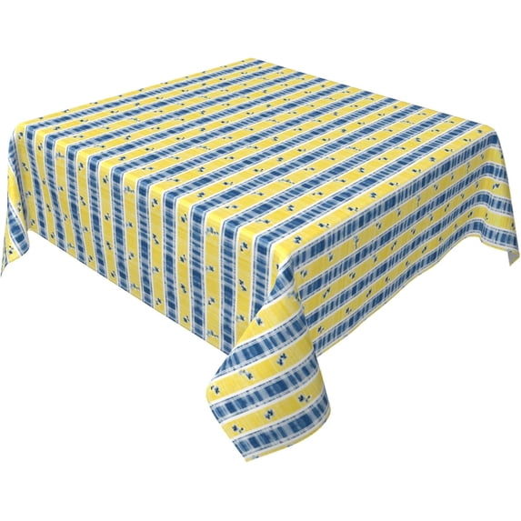 Square Tablecloth 60 x 60 Inch, Blue Yellow Provence Style Stripe Kitchen Square Table Cloth Comfortable Tablecloths Dining Table Cover for Buffet Table, Parties, Holiday Dinner, Wedding