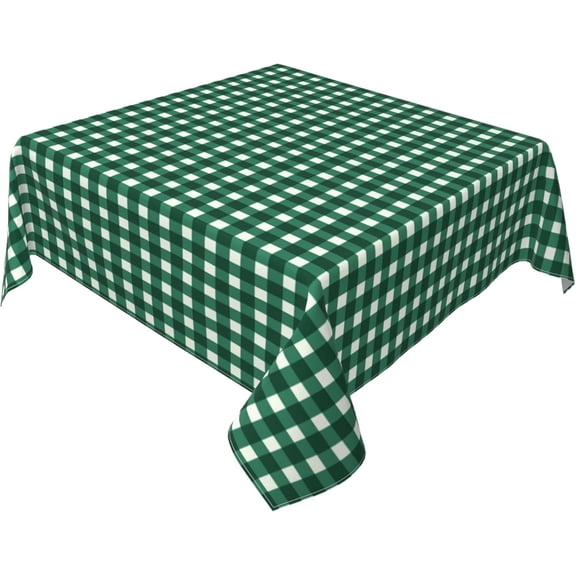 Square Tablecloth 60 x 60 Inch, Classic Green Buffalo Plaid Square Table Cloth Waterproof Stain Resistant Tabletop Cover Fabric Table Cloth for Dining, Parties, Camping