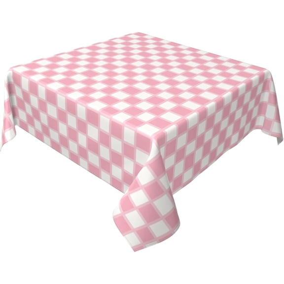 Square Tablecloth 60 x 60 Inch, Pink Buffalo Plaid Kitchen Square Table Cloth Breathable Tabletop Covers Table Protector for Dining, Party, Buffet, Wedding