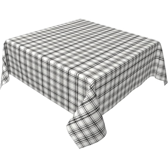 Square Tablecloth 60 x 60 Inch, Tartan Ghost White Plaid Square Tablecloth Waterproof Resistant Durable Tablecloth Tablecloth Protector for Dining, Party, Buffet, Wedding