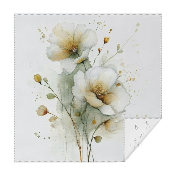 Square Tablecloth 60x60 Inch – Waterproof Polyester Printed Table Cover, Wrinkle Resistant & Washable for Kitchen Dining Picnic Party Decor, Single-v4-13, White