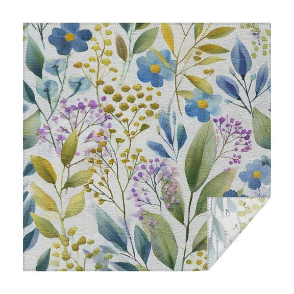 Square Tablecloth 60x60 Inch – Waterproof Polyester Printed Table Cover, Wrinkle Resistant & Washable for Kitchen Dining Picnic Party Decor, Single-v4-13, White