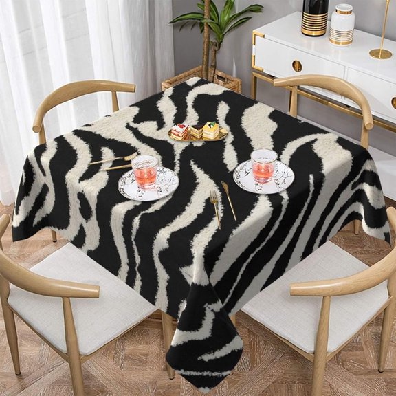 Square Tablecloth 60x60 Inch, Zebra Animal Polyester Table Cloth for Parties Decorative Waterproof Farmhouse Oil-Proof Fabric Farmhouse Table Covers for Kitchen Dinning Indoor Room