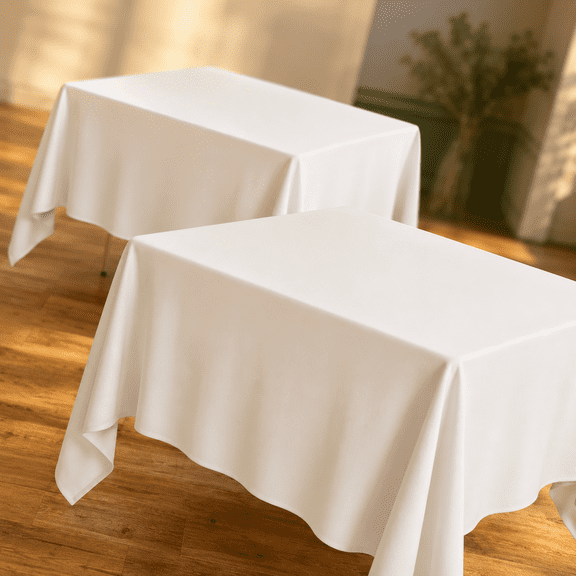 Square Tablecloth 85 x 85 Inch White Set of 2