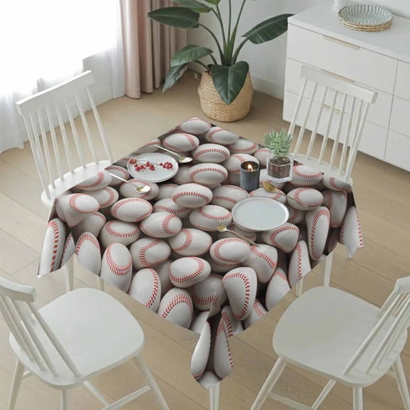Square Tablecloth,Baseball Red Stripe Waterproof Oil-Proof Table Cloth Kitchen Dining Tables Cover for Indoor Outdoor Wedding Holiday Party Decor,Sports Enthusiasts