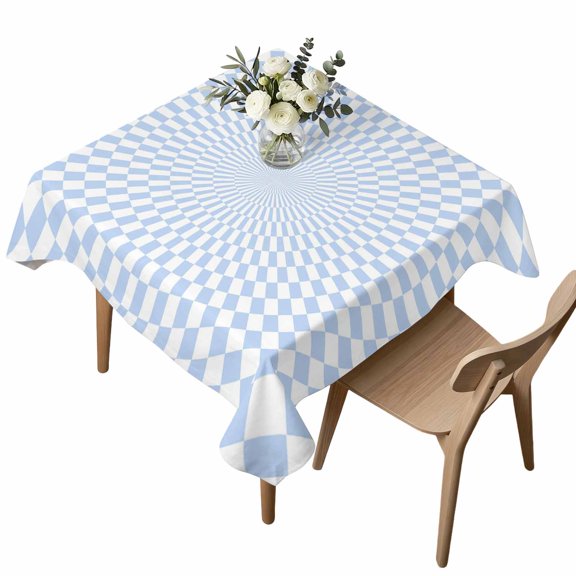 Square Tablecloth, Blue Lattice Abstract Geometric Waterproof Table Cloth 54x54 in Swirl Lattice Washable Spillproof Table Cover for Kitchen Dining Party Decor Outdoor Camping