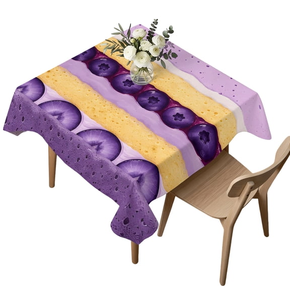 Square Tablecloth, Blueberry Fruit Dessert Texture Waterproof Table Cloth 54x54 in Cream Cake Sweet Food Washable Spillproof Table Cover for Kitchen Dining Party Decor Outdoor Camping