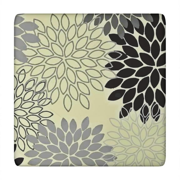 Square Tablecloth Bohemian Aesthetic Style, Waterproof Vinyl Table Cover, Backed, Elastic Edge for 34-36 Inch Table