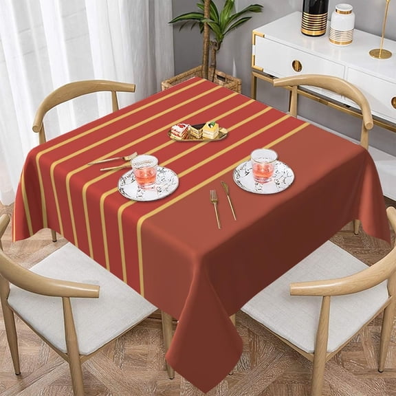 Square Tablecloth Burnt Orange and Gold Table Cover Washable Table Cloths for Kitchen Dinning Party Tabletop Modern Decoration 60 x 60inch