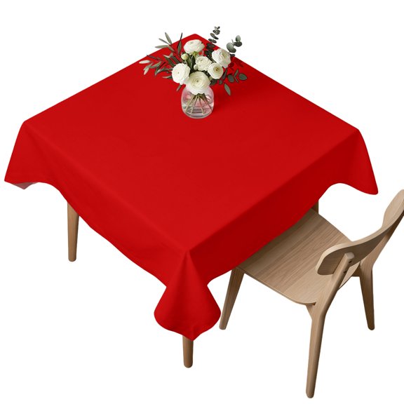 Square Tablecloth, Christmas Red Waterproof Table Cloth 60x60 in Simplistic Washable Spillproof Table Cover for Kitchen Dining Party Decor Outdoor Camping