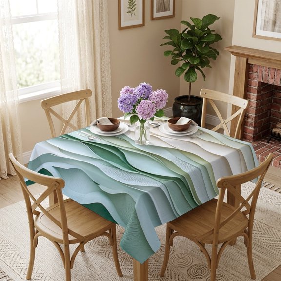 Square Tablecloth,Classical Abstract Waves Texture Waterproof Oil-Proof Table Cloth Kitchen Dining Tables Cover for Indoor Outdoor Wedding Holiday Party Decor,Watercolor Wavy Seamless